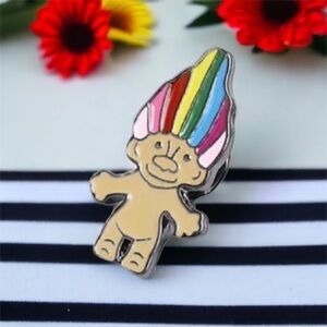 Old School Rainbow Hair Troll Pin